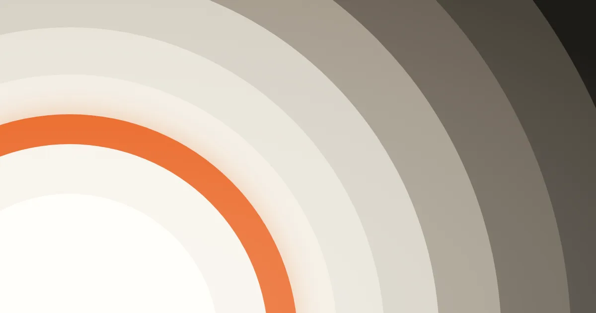 Concentric arcs spreading from a pale core into progressively darker bands, with a single orange arc marking one of them